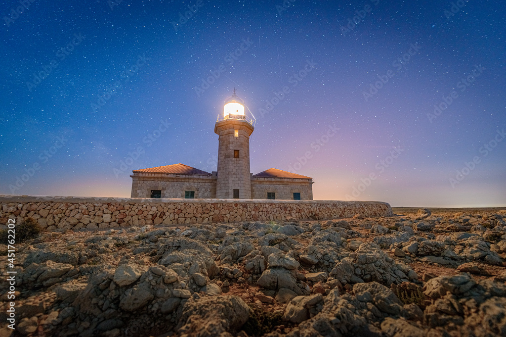 Nati Lighthouse in Minorca, Balearic Islands, Spain.