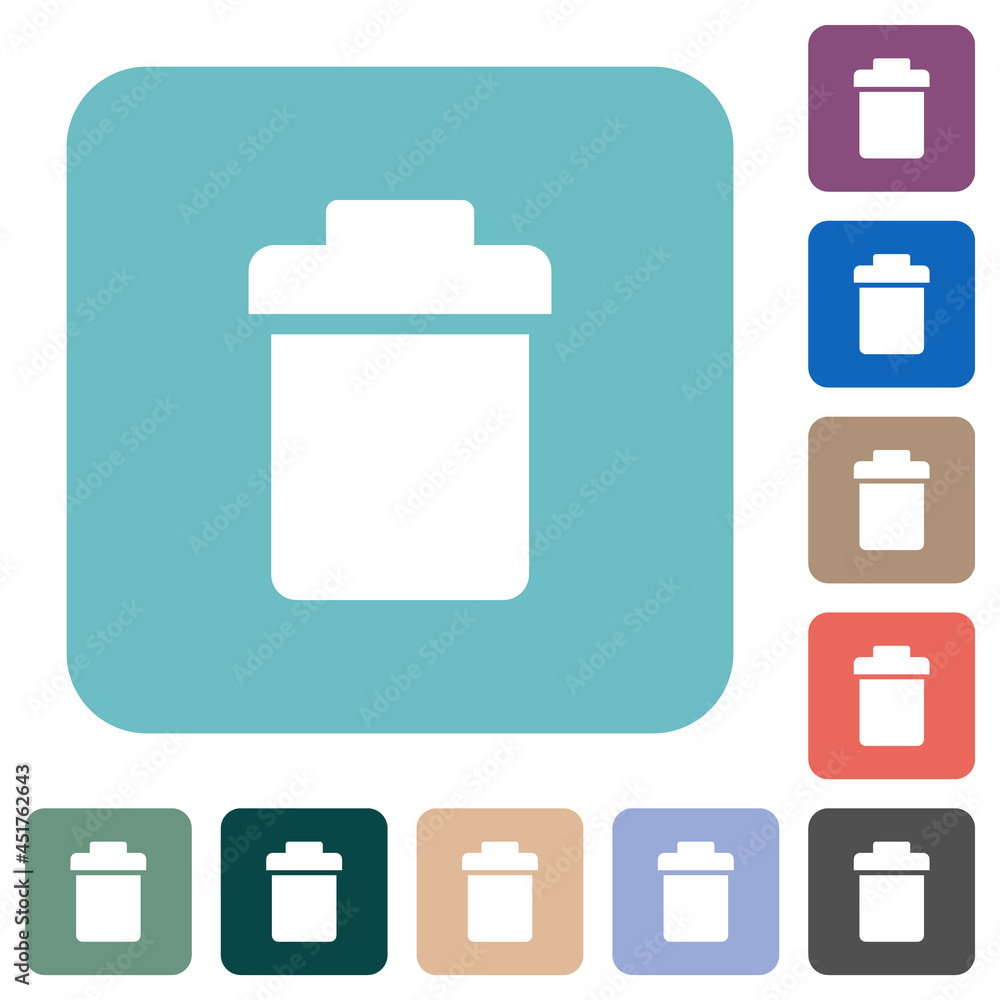 Single trash rounded square flat icons Single trash rounded square flat icons