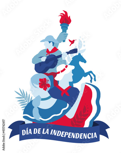 VECTORIAL POSTER - Costa Rica Independence Day, 15 de setiembre, Fiestas patrias, fiestas típicas, civic, cultural events, traditions, traditional dress, traje típico, chonete, folkloric  photo