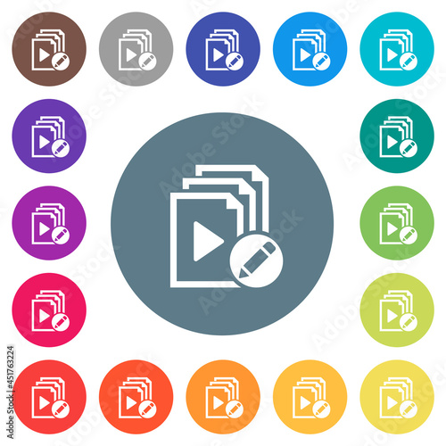 Rename playlist flat white icons on round color backgrounds