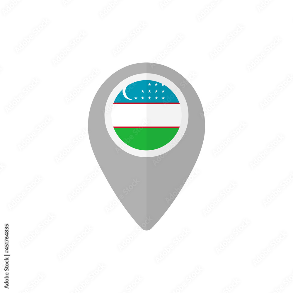 Map pin with the flag of Uzbekistan. Map pin with the flag of Uzbekistan.