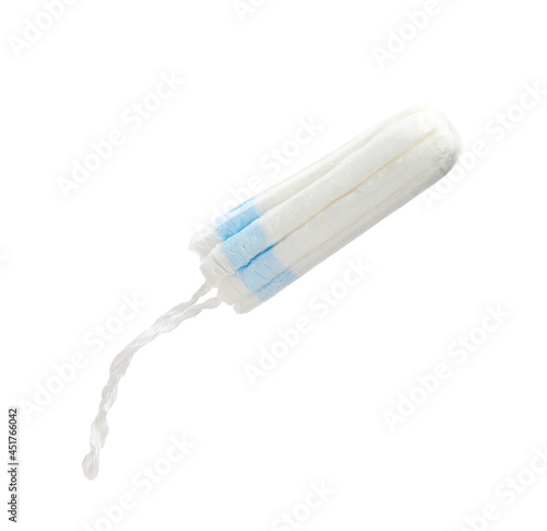 Cotton tampon isolated on white. Menstrual hygienic product