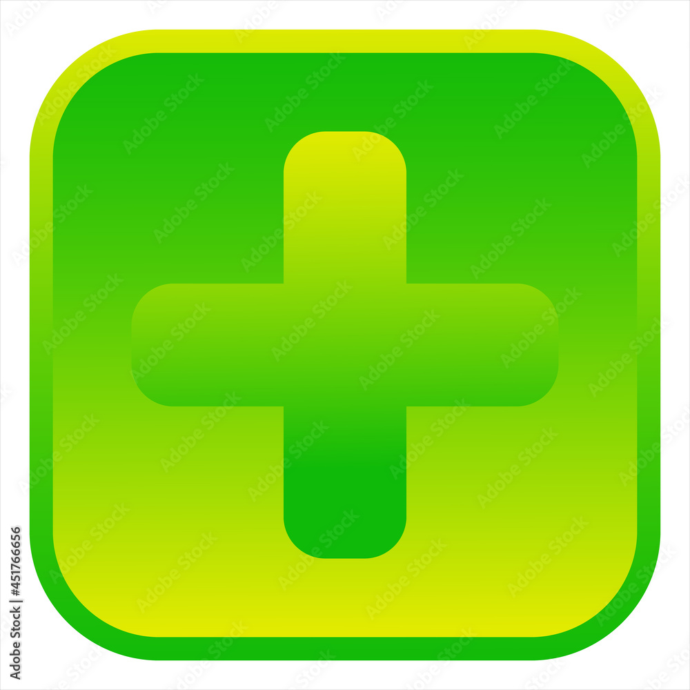 Fototapeta premium Green cross sign. Isolated web icon.