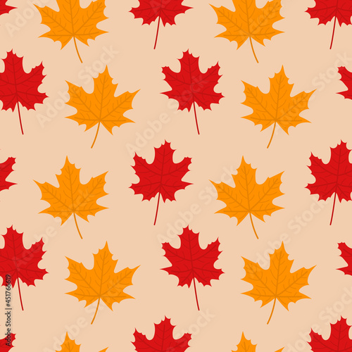 Autumn pattern with maple leaves