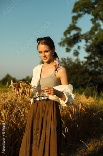 Wallpaper Mural stylish portrait of a girl in a wheat field Torontodigital.ca