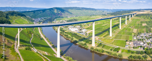 Bridge over Moselle river panorama in Zeltingen Germany photo