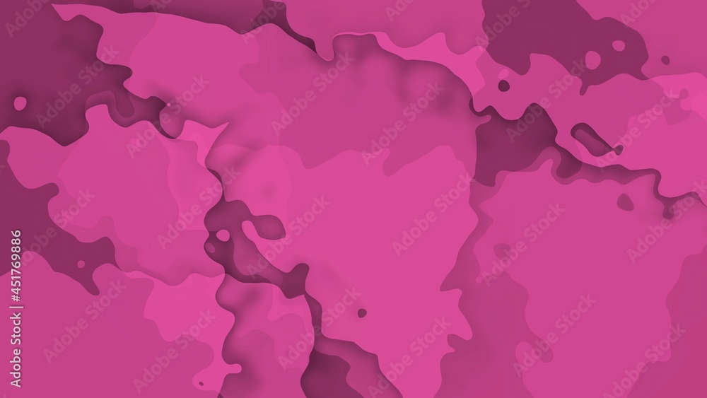Liquid Brush Abstract Shapes on Purple Background, 3D Illustration