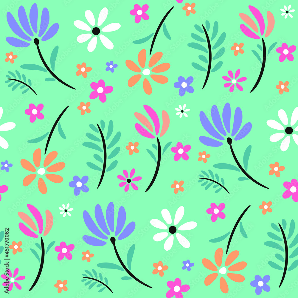Abstract Floral Seamless Pattern With Leaves Abstract Floral Seamless Pattern With Leaves