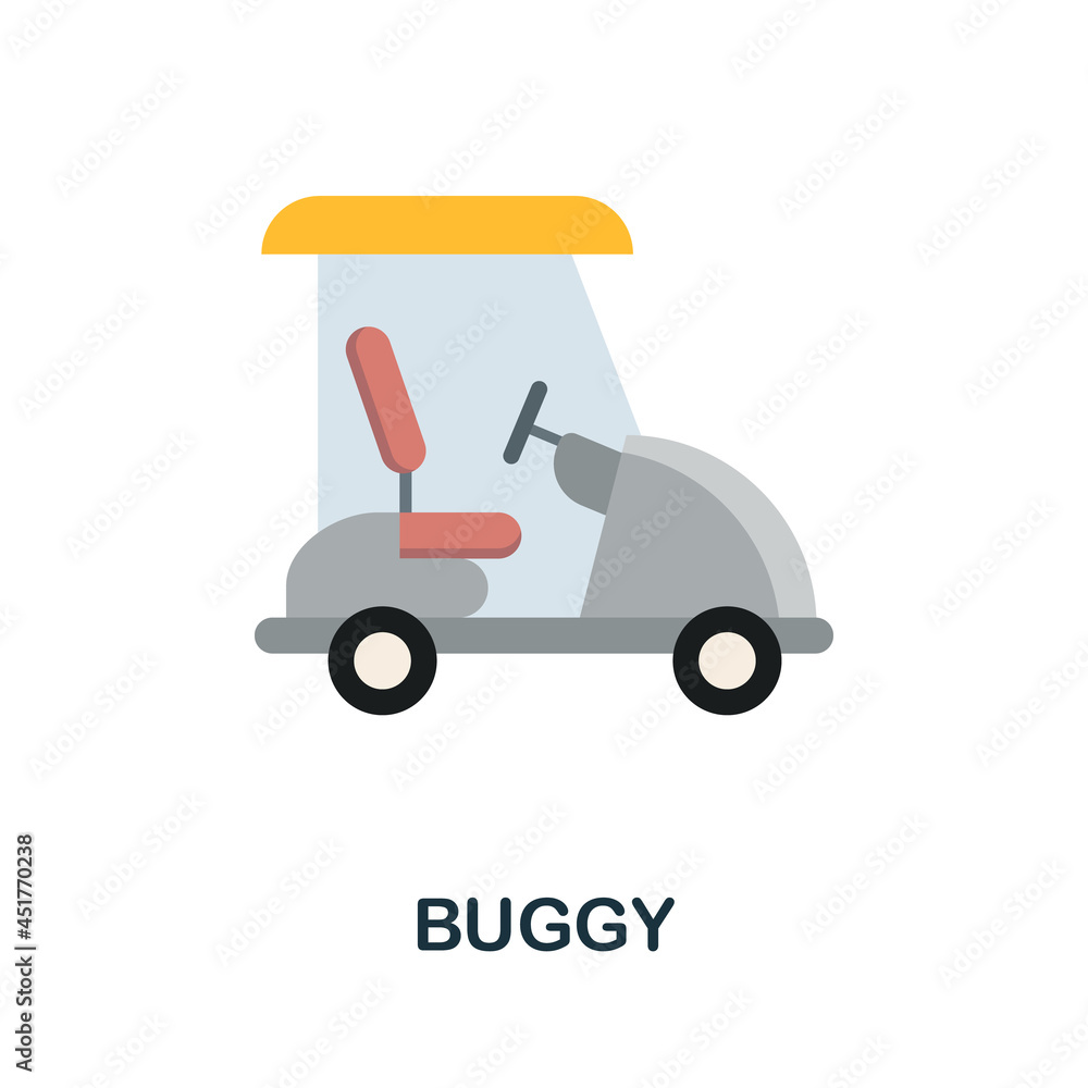 Buggy flat icon. Colored sign from excursions collection. Creative Buggy icon illustration for web design, infographics and more