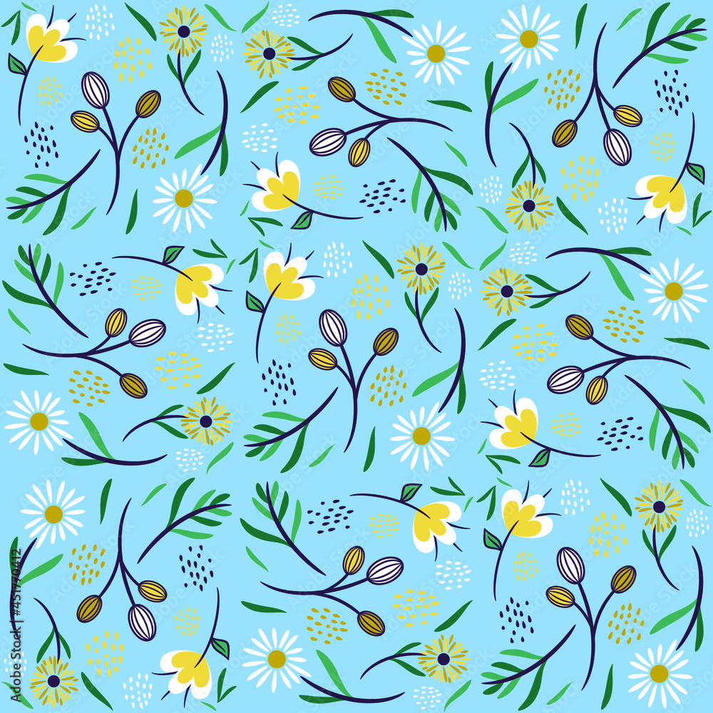 Abstract Floral Seamless Pattern With Leaves Abstract Floral Seamless Pattern With Leaves