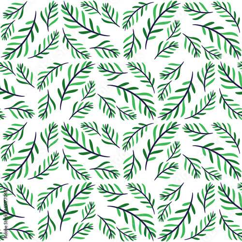 Abstract Floral Seamless Pattern With Leaves