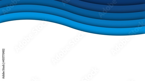 Abstract Wavy Gardient Blue Frame, White Background, 3D Illustration