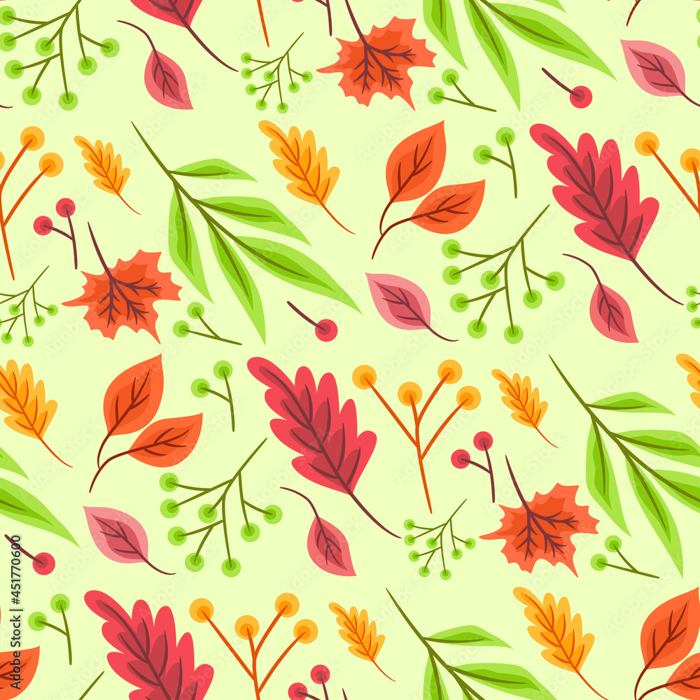 Abstract Floral Seamless Pattern With Autumn Leaves Abstract Floral Seamless Pattern With Autumn Leaves