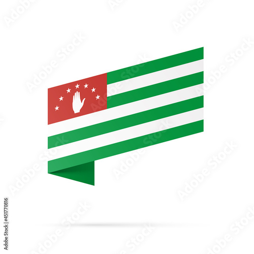 Abkhazia flag state symbol isolated on background national banner. Greeting card National Independence Day of the republic of Abkhazia. Illustration banner with realistic state flag.