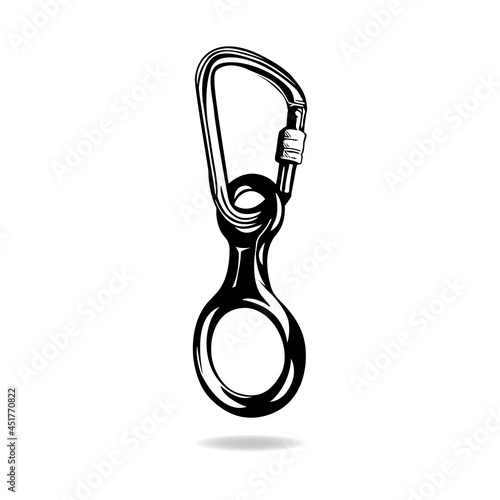 Ein Abseilachter hängt an einem HMS-Karabiner