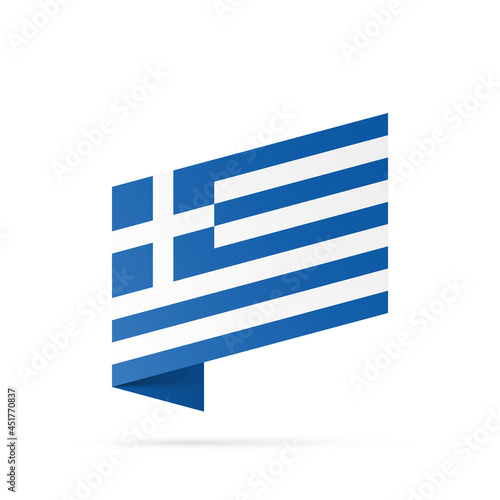Greece flag state symbol isolated on background national banner. Greeting card National Independence Day of the Hellenic republic. Illustration banner with realistic state.