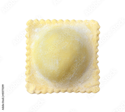 Vászonkép Uncooked ravioli with filling isolated on white