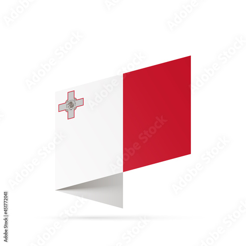 Malta flag state symbol isolated on background national banner. Greeting card National Independence Day of the Republic of Malta. Illustration banner with realistic state flag.