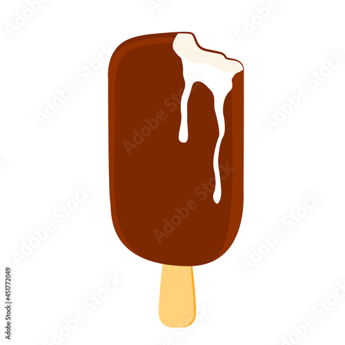 Vector illustration of an ice cream popsicle in chocolate.