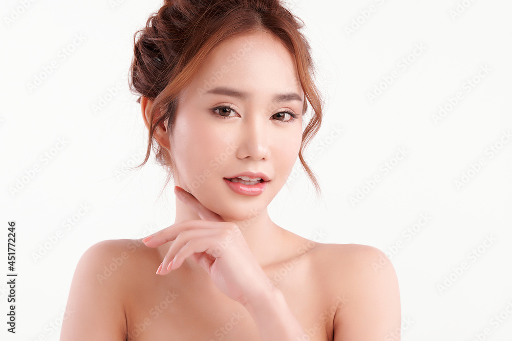 Beautiful young asian woman with clean fresh skin on white background, Face care, Facial treatment, Cosmetology, beauty and spa, Asian women portrait. Beautiful young asian woman with clean fresh skin on white background, Face care, Facial treatment, Cosmetology, beauty and spa, Asian women portrait.