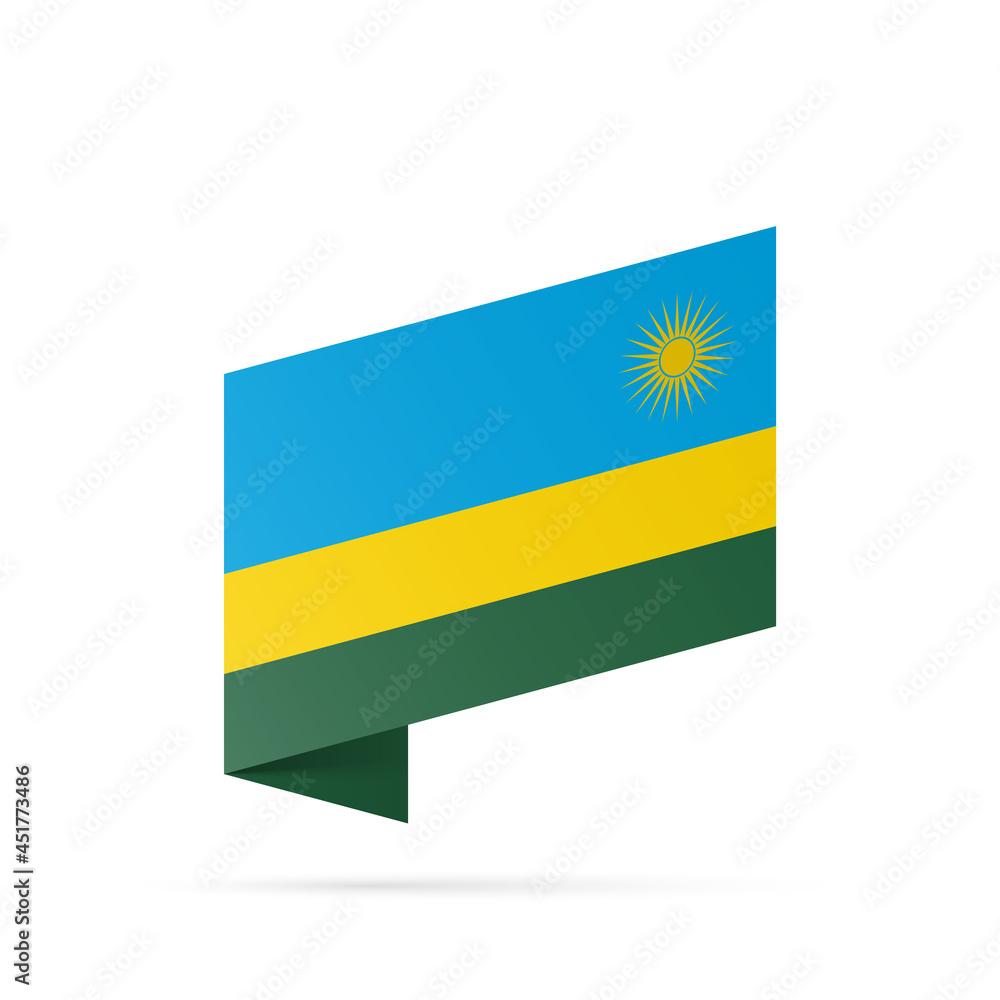 Obraz premium Rwanda flag state symbol isolated on background national banner. Greeting card National Independence Day of the Republic of Rwanda. Illustration banner with realistic state flag.