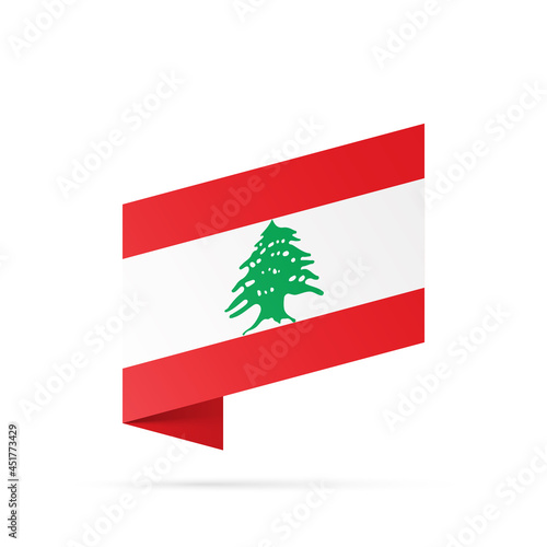 Lebanon flag state symbol isolated on background national banner. Greeting card National Independence Day of the Lebanese Republic. Illustration banner with realistic state flag.