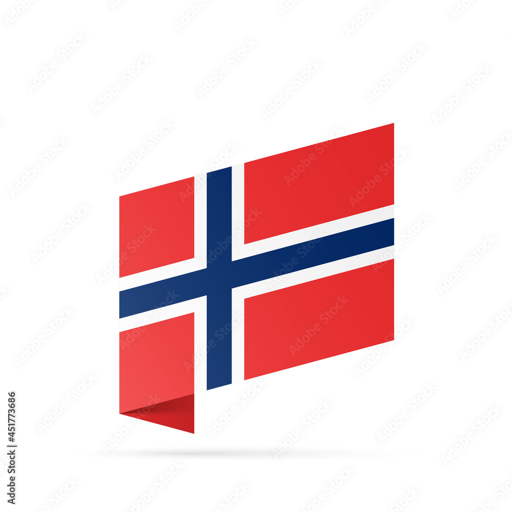 Fototapeta premium Norway flag state symbol isolated on background national banner. Greeting card National Independence Day of the Kingdom of Norway. Illustration banner with realistic state flag.