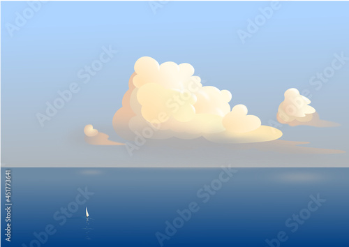 sea, clouds, sky, and sail