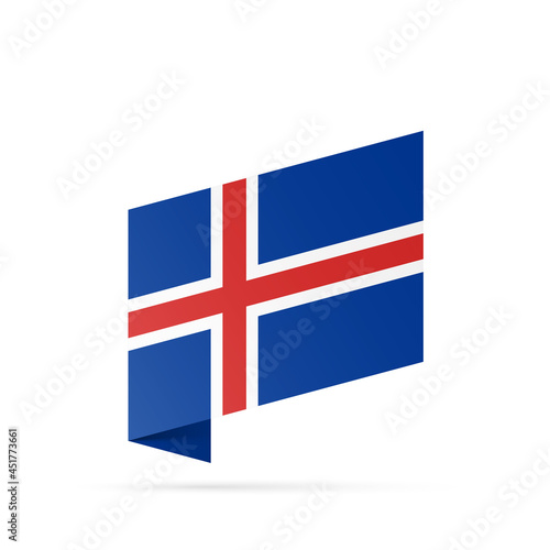 Iceland flag state symbol isolated on background national banner. Greeting card National Independence Day of the Republic of Iceland. Illustration banner with realistic state flag.