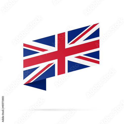 Britain flag state symbol isolated on background national banner. Greeting card National Independence Day United Kingdom of Great Britain and Northern Ireland. banner with realistic state flag of UK.