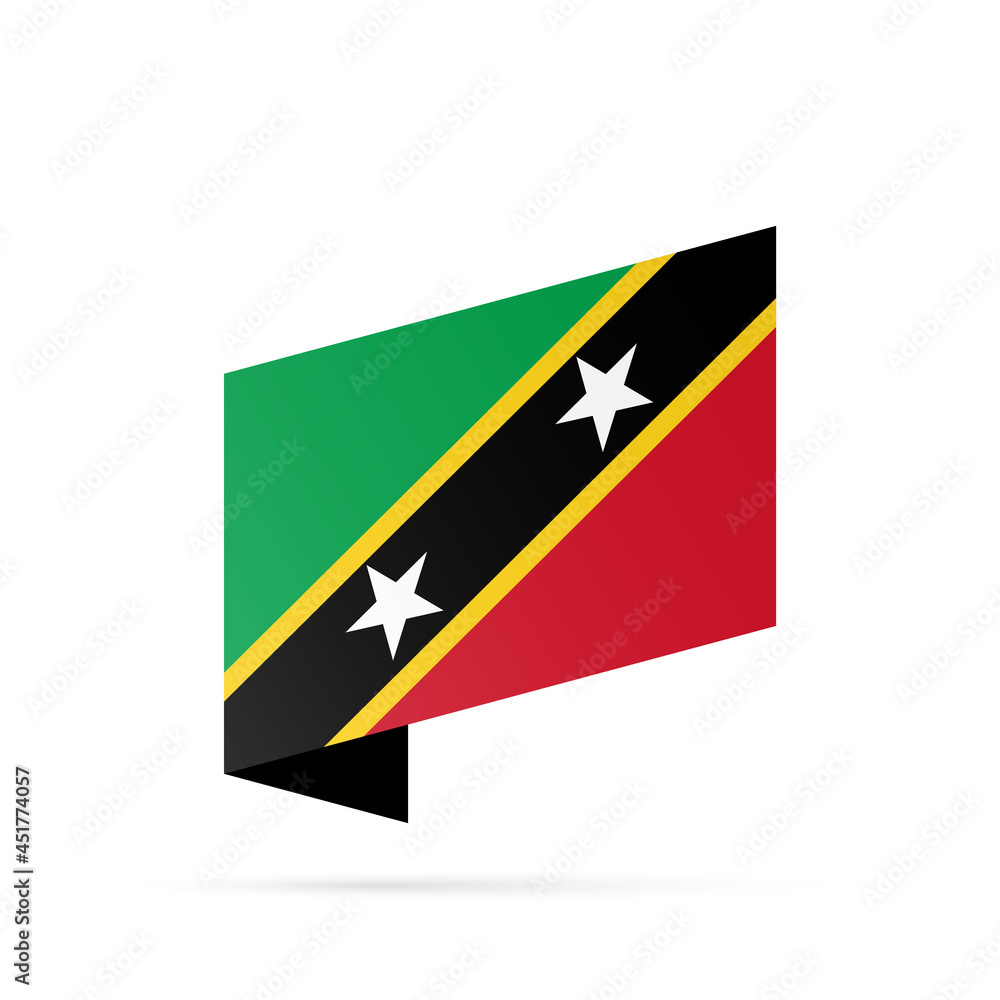 Saint Kitts and Nevis flag state symbol isolated on background national banner. Greeting card National Independence Day of the Federation Saint Christopher and Nevis. banner with realistic state flag.