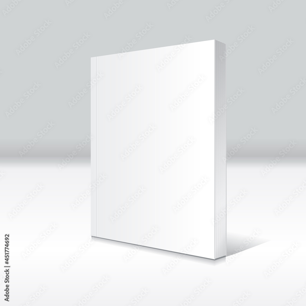 Blank white standing thin softcover book or magazine mockup template. Blank white standing thin softcover book or magazine mockup template.