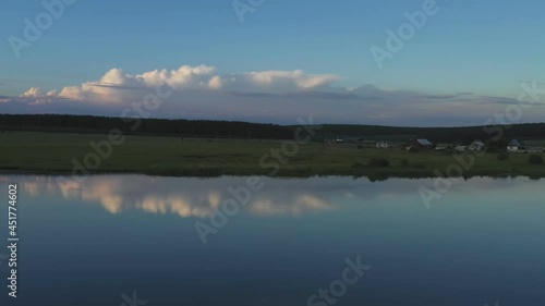 Wallpaper Mural Drone flight over the river with a beautiful view in the background Torontodigital.ca