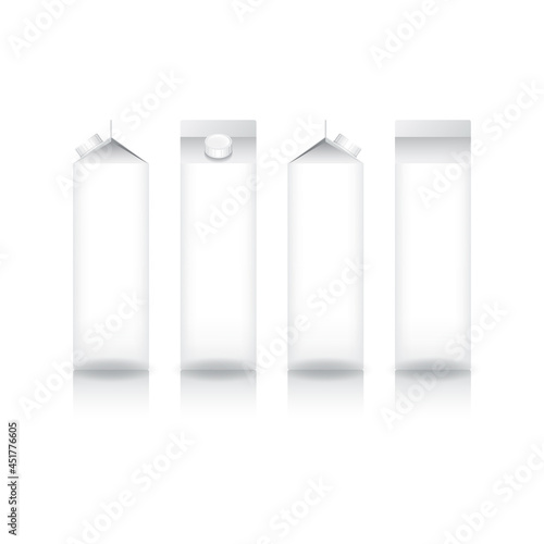 House shaped white carton box with white screw lid for milk, juice, coffee, tea, coconut milk or dairy product mockup (4 sides).