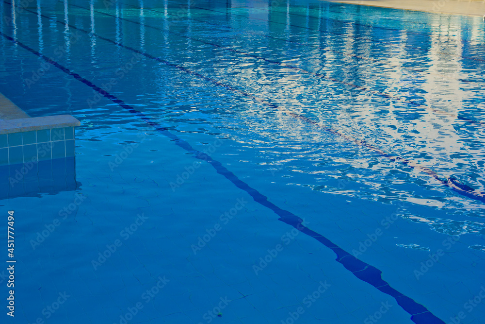 blue swimming pool in a resort in antalya, turkey