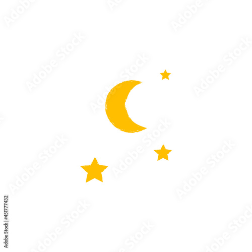 waning  moon  with stars vector illustration