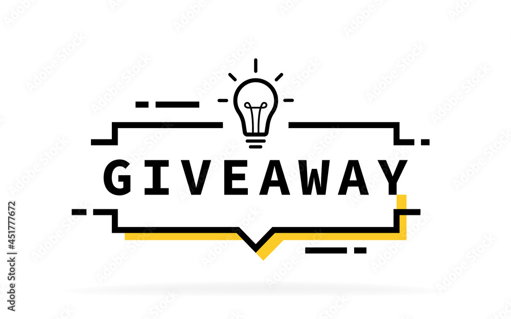 Giveaway geometric pixel message bubble with light bulb emblem. Banner design for business and advertising. Vector illustration Giveaway geometric pixel message bubble with light bulb emblem. Banner design for business and advertising. Vector illustration