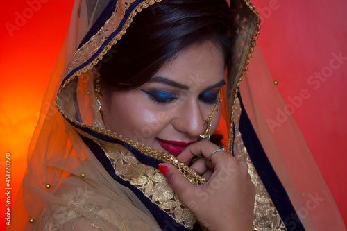 Closeup of Indian bride photo