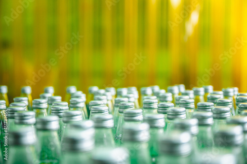 juice bottle package production line concept, manufacturing system of water industry machine working in factory plant and using automation equipment technology, food and drink beverage business work