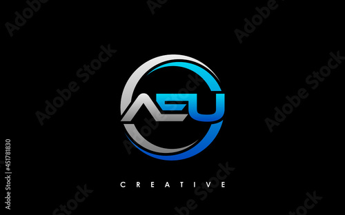 AEU Letter Initial Logo Design Template Vector Illustration