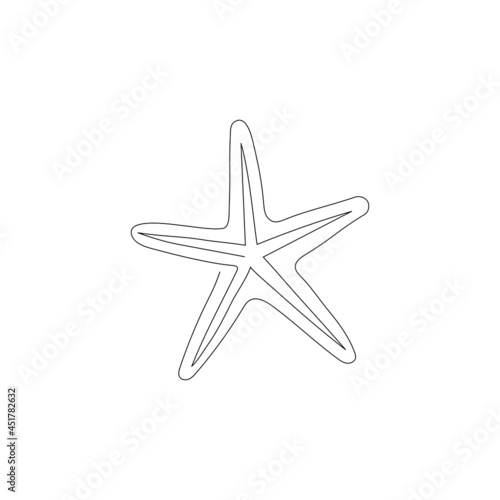 Continuous one line drawing of sea starfish. Minimalistic art, logo concept. Vector illustration.