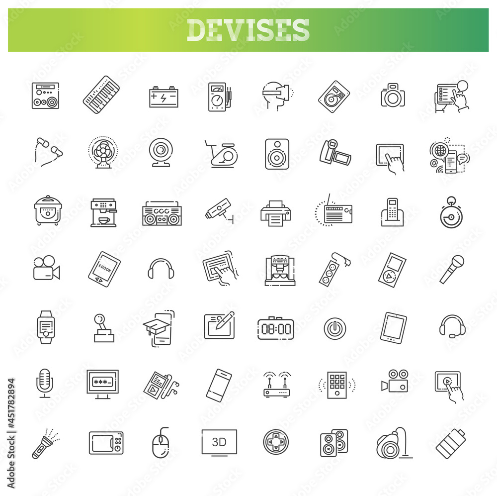 Electronics Line Icon Set. Set vector line icons, sign and symbols in flat design Electronics Line Icon Set. Set vector line icons, sign and symbols in flat design