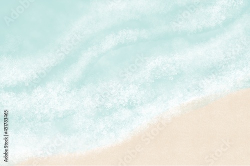 Gentle background on the sea theme, blue and beige colors, waves and sand