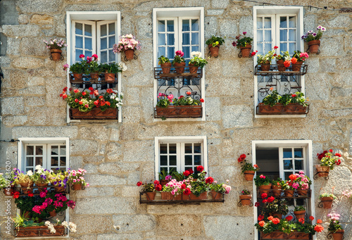 Fachada de casa típica en la localidad Gallega de Ribadavia., provincia de Orense, Galicia. España. photo