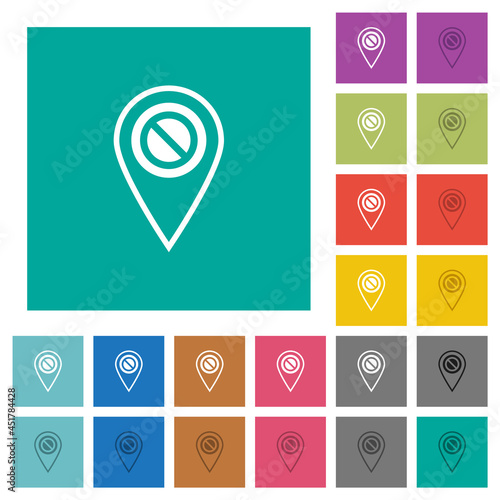 GPS location disabled square flat multi colored icons