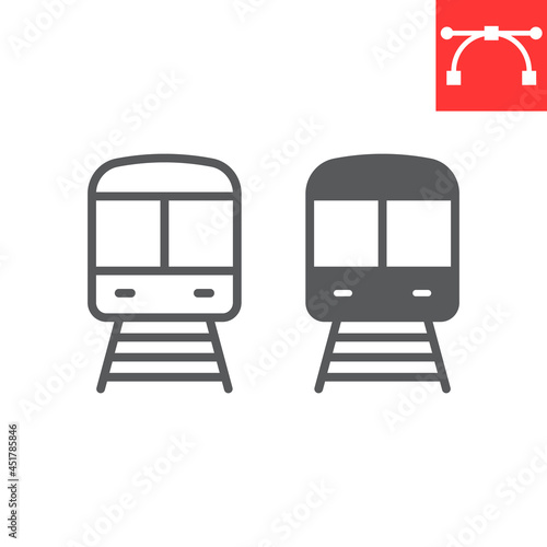 Train line and glyph icon, transportation and vehicle, train vector icon, vector graphics, editable stroke outline sign, eps 10 photo