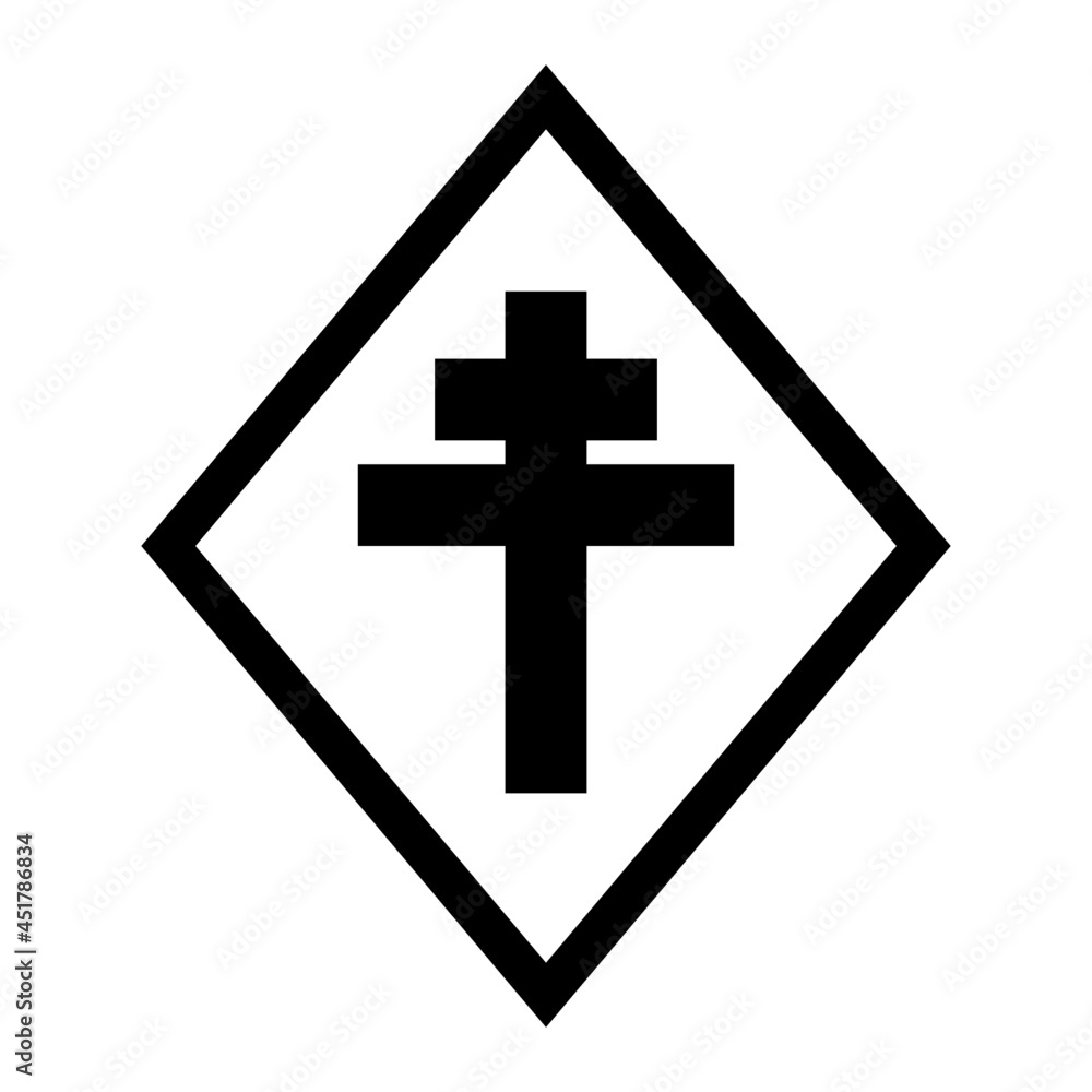 Fototapeta premium Vector illustration of the orthodox christian cross symbol inside a rhombus isolated on white