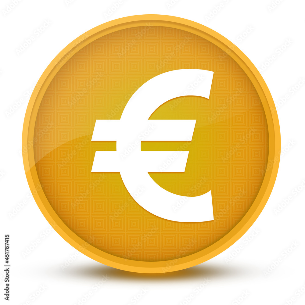 Euro sign luxurious glossy yellow round button abstract Euro sign luxurious glossy yellow round button abstract