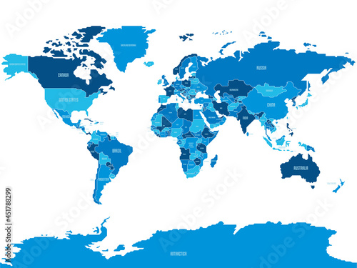 Simplified schematic map of World. Political map of countries with generalized borders. Simple flat vector illustration