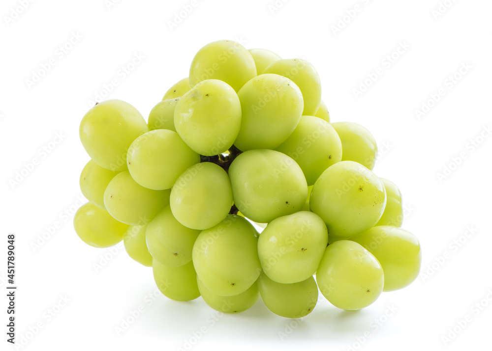 Beautiful a bunch of Shine Muscat green grape isolated on white background. Beautiful a bunch of Shine Muscat green grape isolated on white background.